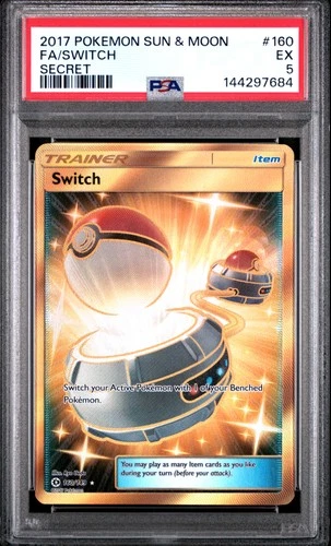 2017 POKEMON SUN & MOON SECRET #160 FULL ART/SWITCH PSA 5