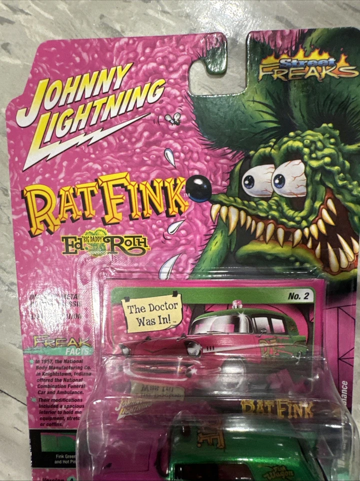 Johnny Lightning WHITE LIGHTNING  RAT FINK 1957 Chevy Ambulance 1:64 Scale - Image 4 of 4
