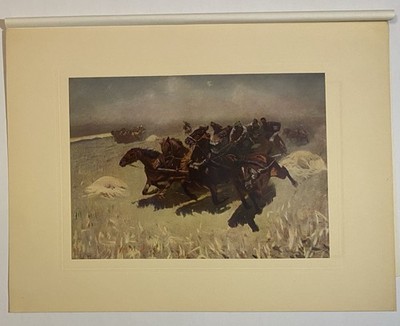 Vintage Sowjetunion UdSSR Tachanka Pferde Pferd Sozialistischer Realismus Kunstdruck