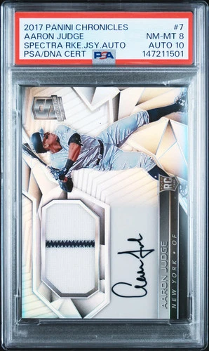 2017 Panini Chronicles Aaron Judge Spectra Rookie Jersey Auto PSA 8/10 Yankees