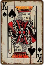 Vintage Spades King Poker Wall Decor Metal Sign Retro Tin Sign Wall Decorative