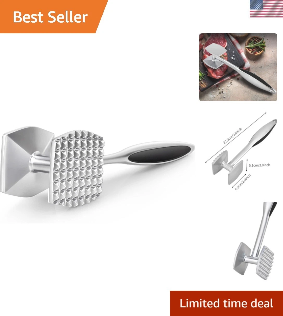Meat Tenderizer Hammer Tool Pounder For Tenderizing Steak Beef Poultry, Heavy...
Opens in a new wind