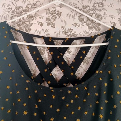  Torrid Flowy Long Sleeve Star Print Witchy Skater Dress Cosmic Boho Plus Sz 3 