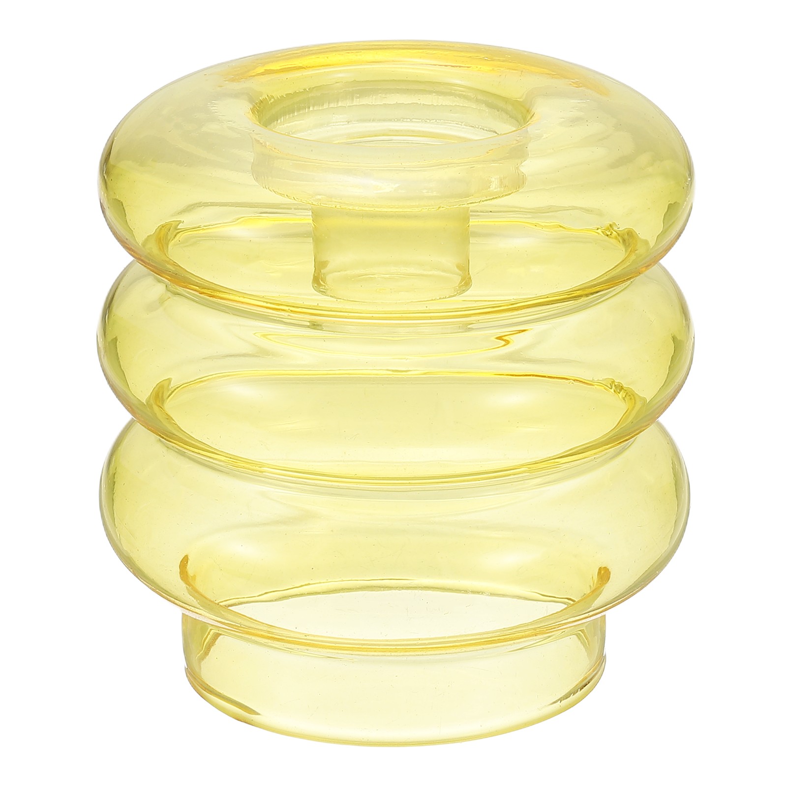 S Glass Taper Candle Stand Light Yellow