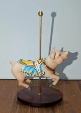 Vtg Carousel WILD BOAR PIG Franklin Mint Treasury of Art Porcelain 1990 Figurine