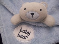 BABY GEAR Light Blue Baby BEAR Plush Security Blanket Lovey So Soft BABYGEAR 