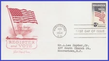 USA4 #1249 ADDR ARTMASTER FDC   Register and Vote