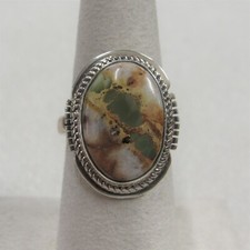 *Sterling Silver and Green Turquoise Ring By Jake Sampson