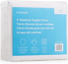 Linenspa 3 Inch Mattress Topper Cover Twin – Cover Only – Machine Washable