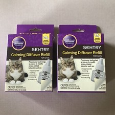 Lot Of 2 Sentry Calming Diffuser Refill Cats 1.5 Oz Lavender Chamomile Fragrance
