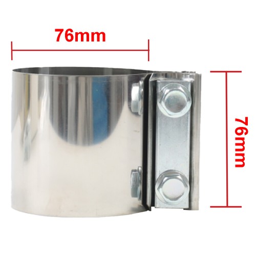 2X 3" 76mm Exhaust Joint Band Clamp 304 Stainless Steel Butt Sleeve Clamp - Picture 4 of 18