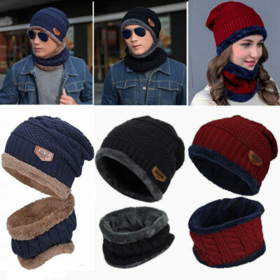 Neck Warm Chunky Beanie Fleece Ski Cap 