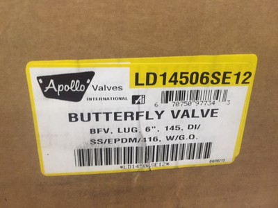 Apollo Butterfly Valve Model LD14506SE12 BFV,LUG,6'',145,DI/SS/EPDM/416 (NEW)