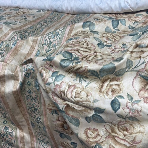5m Peach Roses Floral Cotton Fabric Curtain Bed Duvet Camper Van Blinds Sofa 54" - Picture 9 of 11