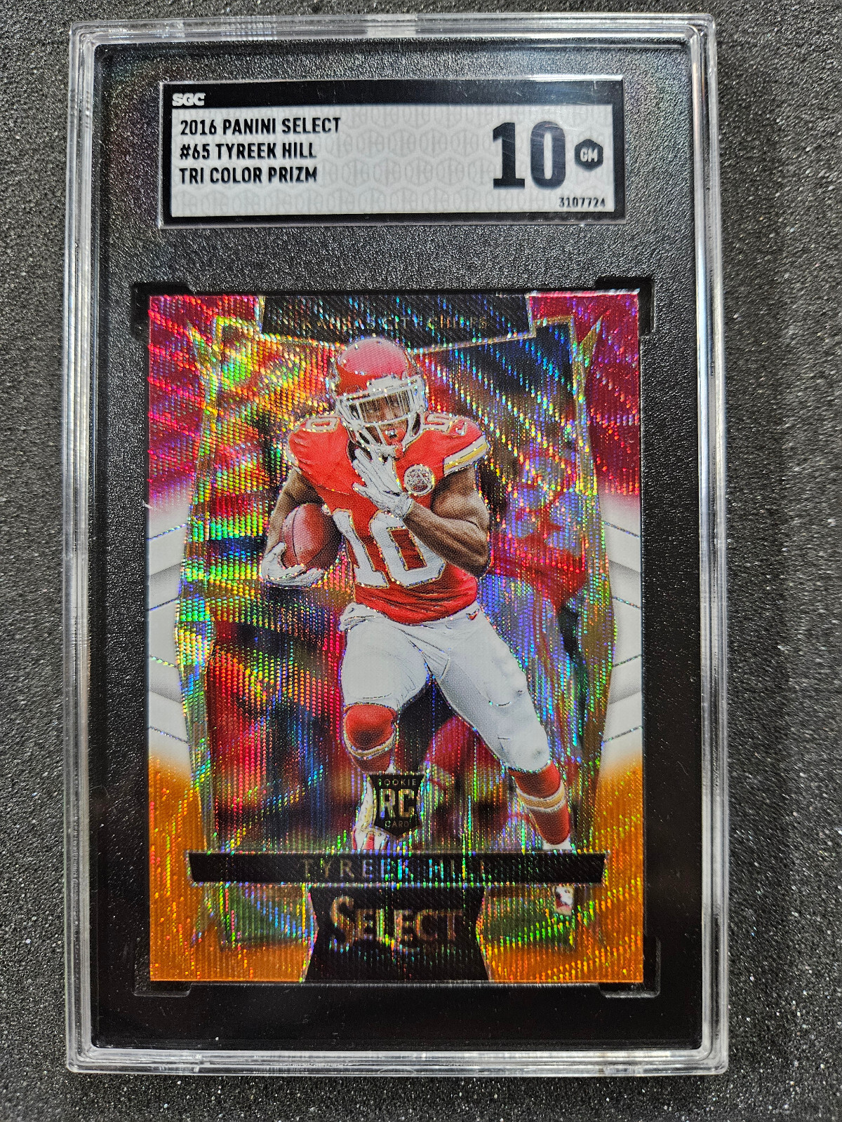 🌟 2016 Panini Select Concourse Tri-Color Prizm Tyreek Hill SGC 10 GEM Rookie RC
