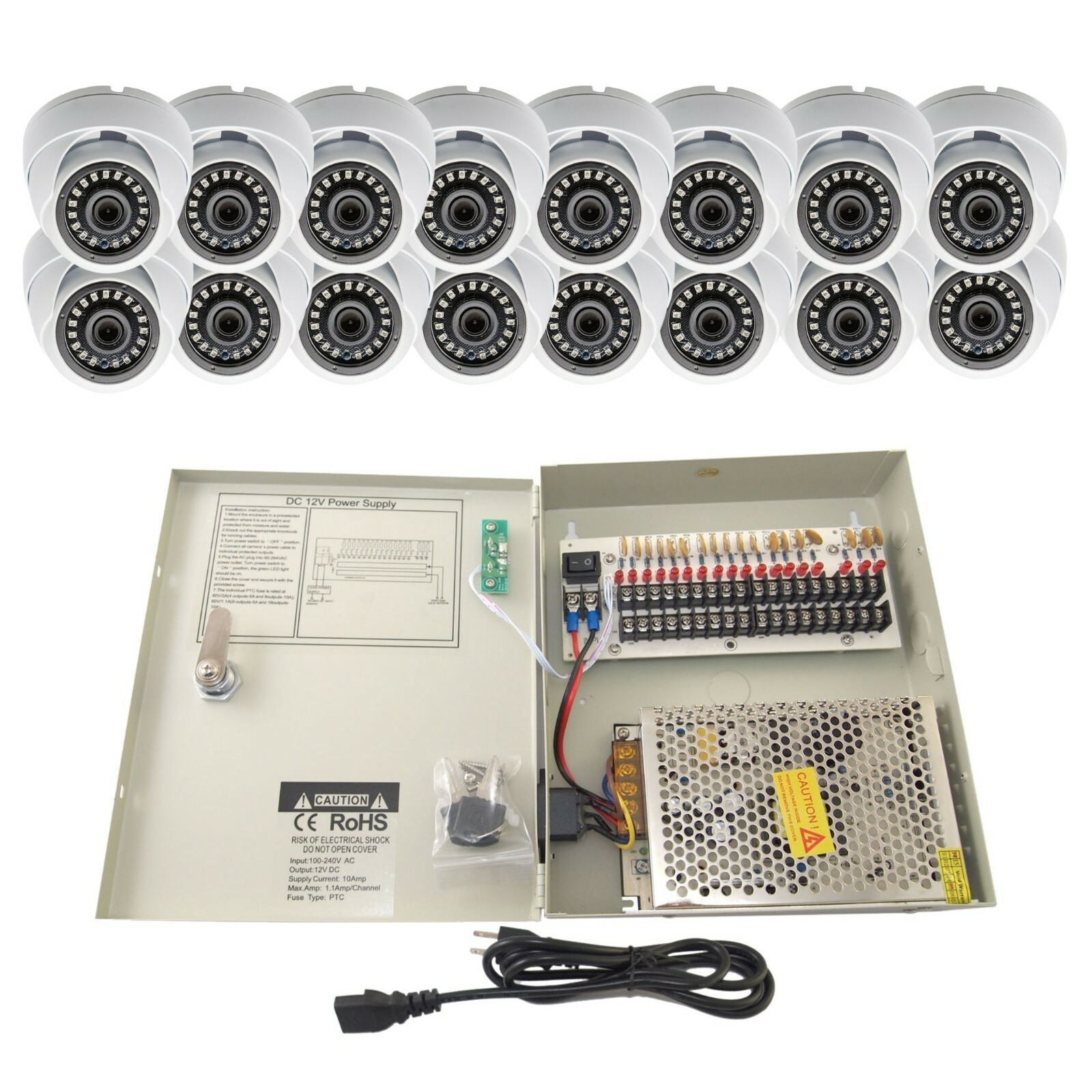 Evertech 1080P Indoor Outdoor 16 Security Dome Camera Power 