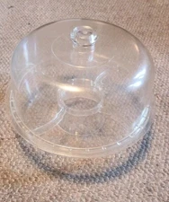 Vintage Clear Plastic Cake Pie Dip Veggie Server Set Vegatables