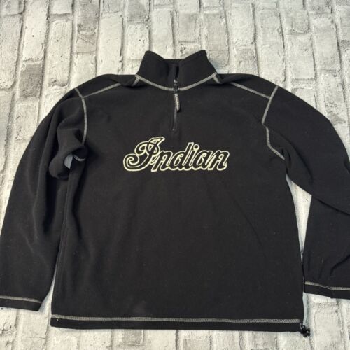 Indian Motorcycle Fleece Sweatshirt Herren Gr. Large Spellout bestickt schwarz