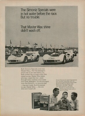 #ad #ad 1967 Simoniz Master Wax Chuck Parsons McLaren Road America 500 Vintage Print Ad $10.99