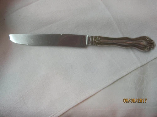 Antique 1904 Wallace Sterling Silver blunt hollow 2 Dinner Knives Hampton (JM)