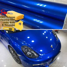84" x 60" Super Gloss Metallic Blue Vinyl Film Wrap Air Bubble Free 7ft x 5ft
