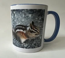 CHIPMUNK PHOTO MUG CERAMIC COFFEE MUG BACKYARD WILDLIFE THEMED 11oz New LAST ONE