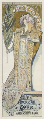 Sarah Bernhardt, 1894 by Alphonse Mucha Art Print Poster 34x14