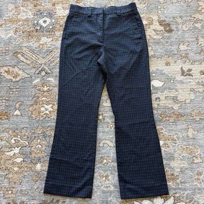 Sandro Paris Women's Trousers Size 36 Blue Black Green Boot Cut Flared Stretch