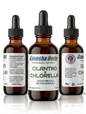 HEAVY METAL DETOX FORMULA - CILANTRO + CHLORELLA LIQUID TINCTURE 2 OZ. CHELATION