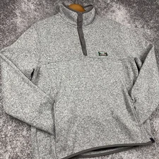 LL Bean Sweater Fleece Pullover Mens Large Gray 1/4 Snap Outdoor Hiking Gorpcore