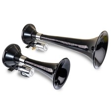 Kleinn 220 Dual Train Horns 12 V 154.2 Db Sound Level 2 Black Trumpet Kit Kleinn 220 Dual Train Horns 12 V 154.2 Db Sound Level 2 Black Trumpet Kit