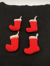 Vintage Handmade Knit Small Mini Stocking Boots Christmas Tree Hanging Ornaments