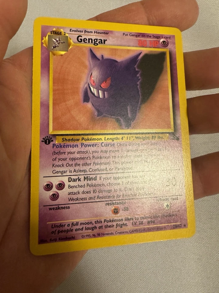 1999 Pokemon - 1st Edition Gengar Non-Holo Rare - Fossil 20/62 - WOTC - Image 3 of 4