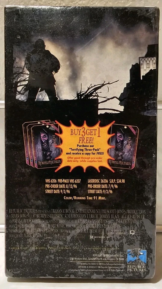 Rumpelstiltskin VHS 1996 Promo  Release Rare Horror | Not for Resale Copy - NEW - Image 2 of 3