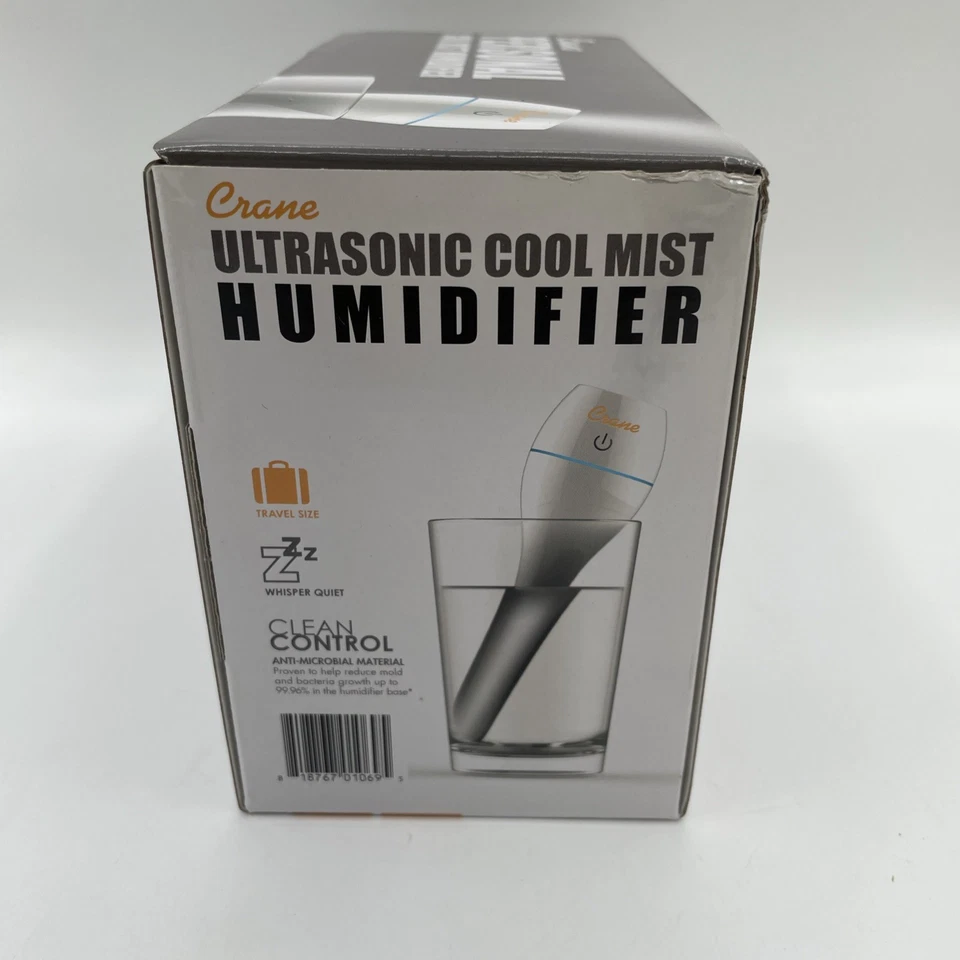 Humidificador de viaje Crane Ultrasonic Cool Mist 8 oz con 3 filtros incluidos blanco Foto 4 de 4