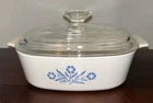 Vtg Corning Ware Blue Cornflower 2 QT Casserole A2B With Pyrex Lid A9C Glass