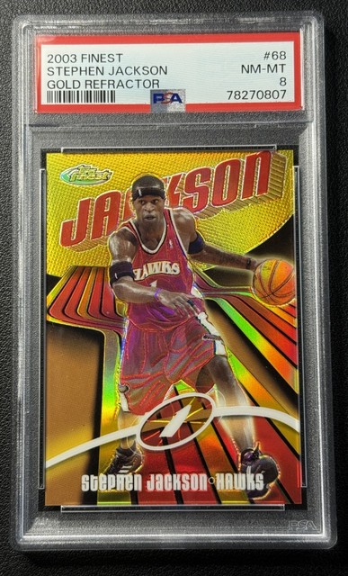 STEPHEN JACKSON PSA 8 2003-04 TOPPS FINEST #68 GOLD REFRACTOR 25/25 HAWKS