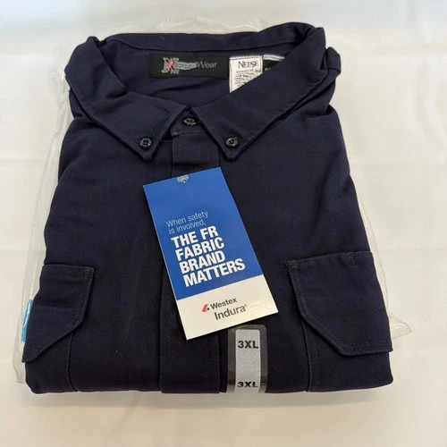 New Neese Wear Flame Resistant Coveralls Mens 3X Navy Blue Workwear Uniform - product listing photo