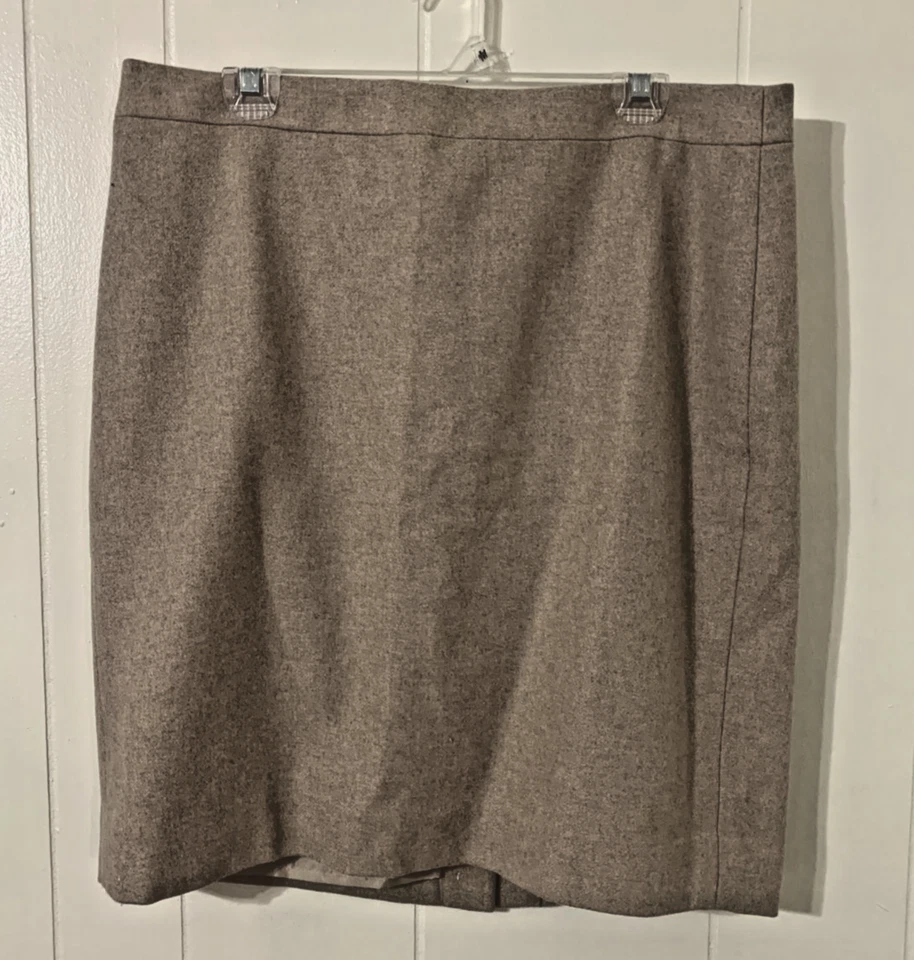 Falda Lápiz J Crew The Mezcla Lana Camel Talla 16 Cremallera Trasera Abertura Carrera Oficina Foto 2 de 4