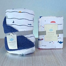 Cloud Island Velboa Nautical Infant Blanket  Crib Sheet Set Boats Fish Nursery