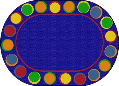 Flagship Carpets Sitting Spots Seating Oval Area Rug for Children's Classroom...