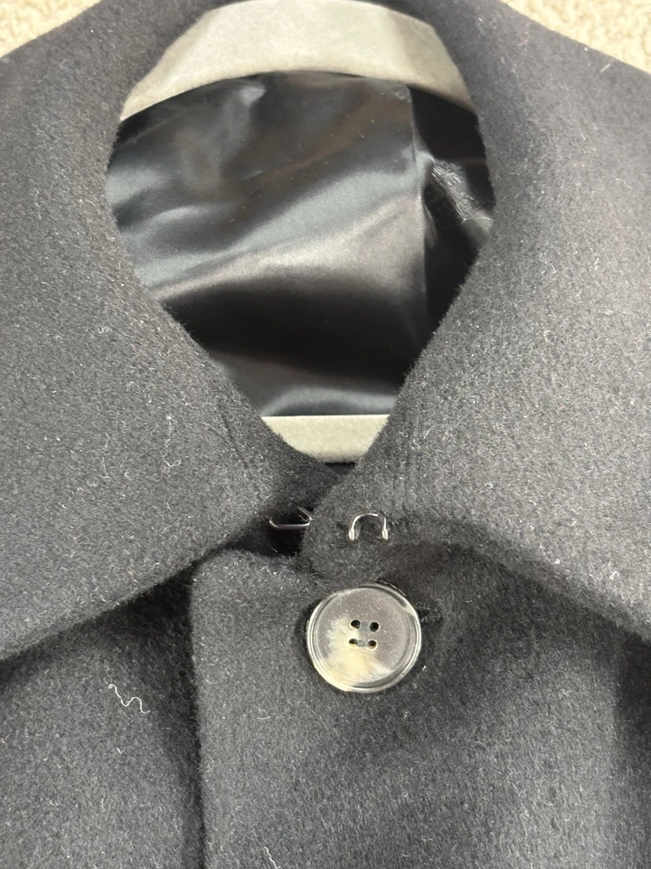 Vintage Crombie Coat Mens 46R Black Overcoat Button Up Cashmere Angora Wool - Image 3 of 4