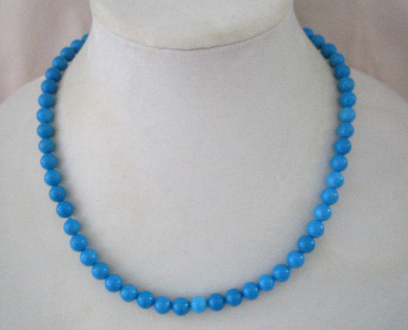 Samuel B. 925 Sterling Silver 18k Gold 8mm Turquoise Beaded Toggle Necklace 18”