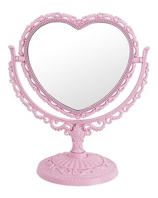 Pink Heart Mirror for Desk Cute Coquette Room Decor Small with Stand,Vanity &...
