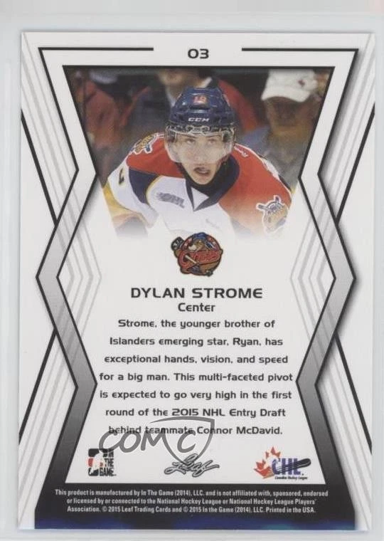 2014-15 Leaf ITG CHL Top Prospects Draft Rookies Black /50 Dylan Strome #03 - Image 2 of 2