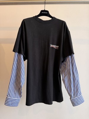 Balenciaga Political Campaign Layered Long Sleeve T-Shirt Black