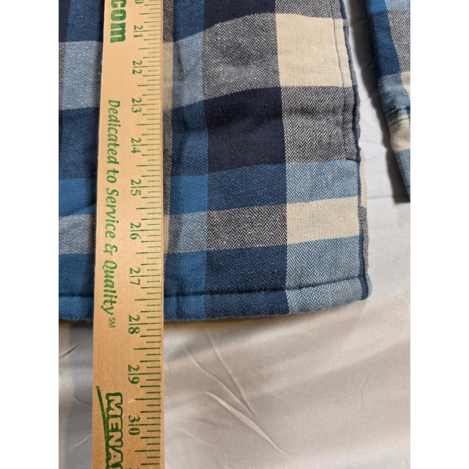 Wrangler Men Blue Plaid Hooded Quilted Flannel Shirt Jacket Size Small 112374180 image 6