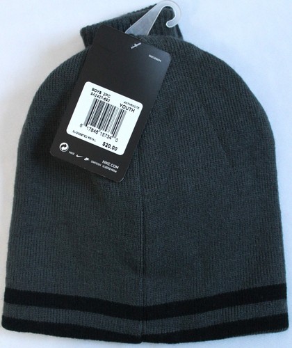 Nike Boys/Youth One Size Anthracite Gray 2-Pc Hat/Stretchy Gloves 9A2427-693 - Picture 2 of 2