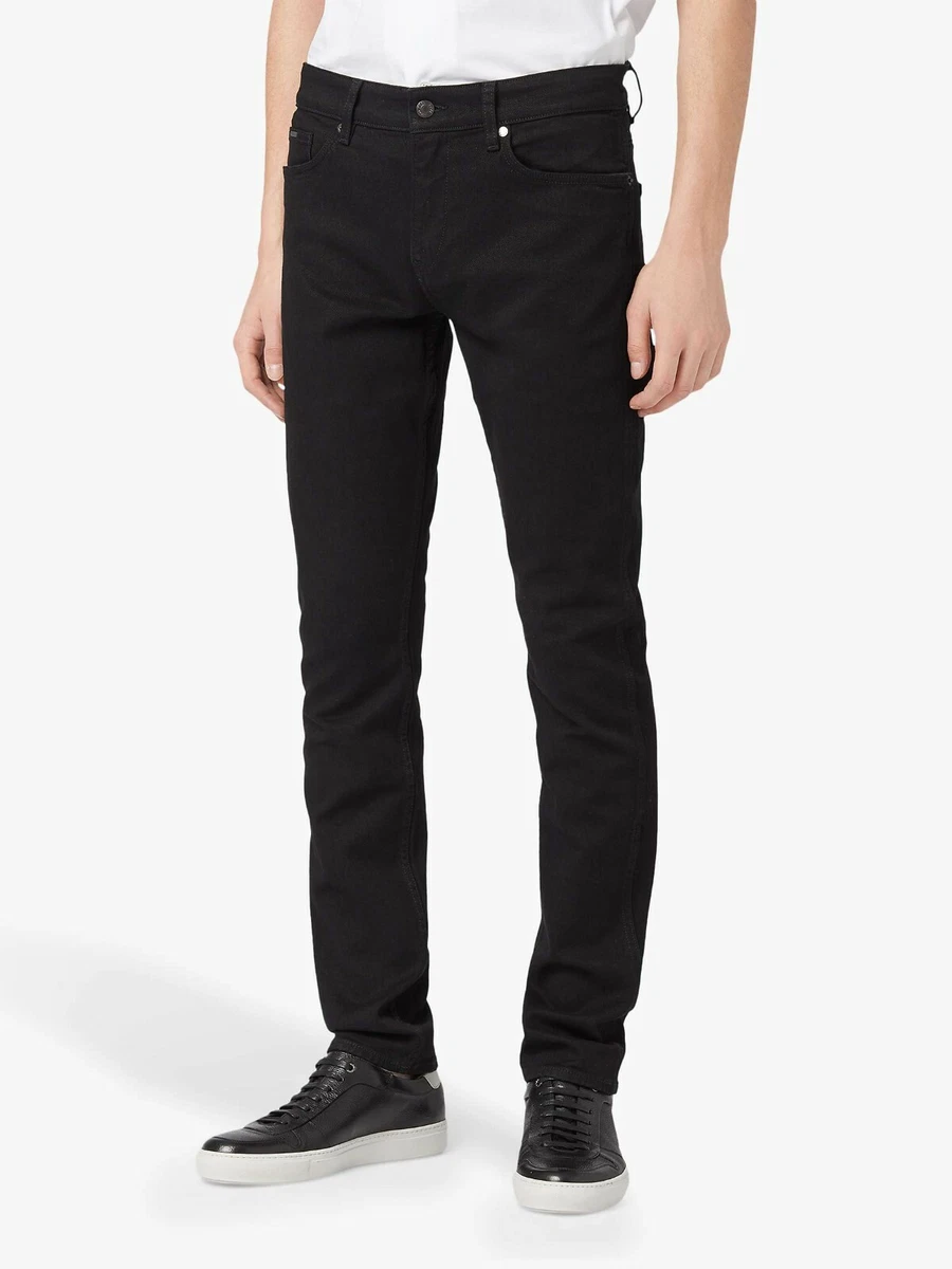 New Hugo Boss mens black slim fit stretch denim jeans pants top