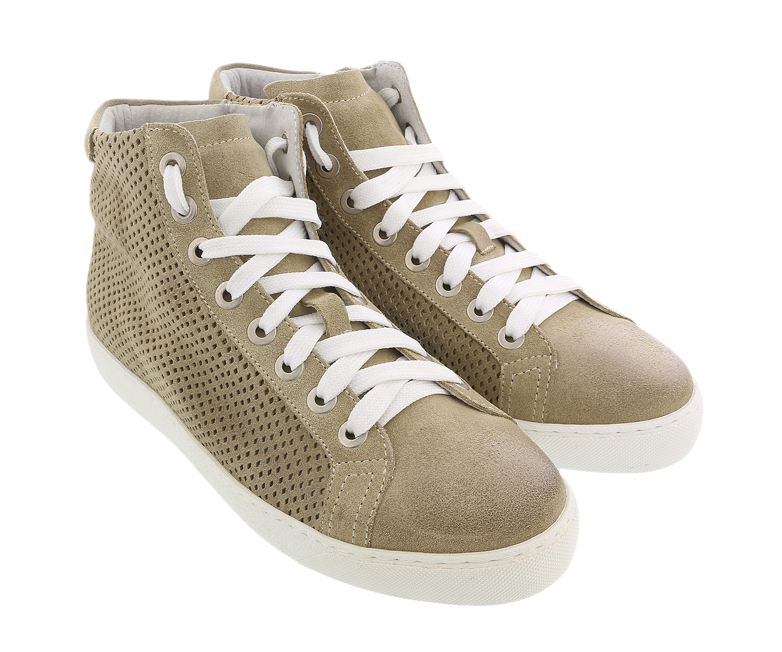 Модные кроссовки Daniela Fargion Suede из замши с высоким берцем и кожаным верхом-